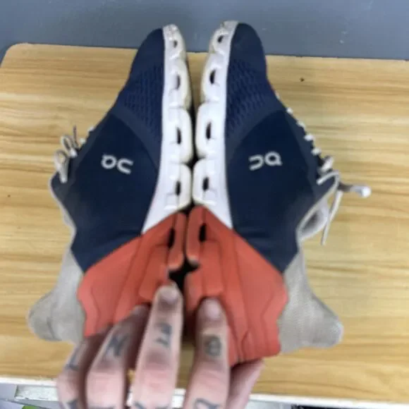 On Cloudflow Mens Size 12 Blue Gray Orange Athletic Running Shoes Sneakers - Picture 9 of 11